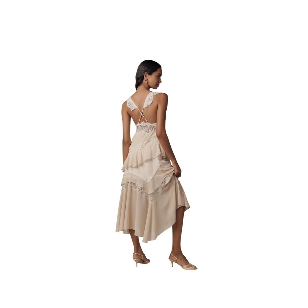 By Anthropologie Sleeveless Keyhole Tiered Lace Midi Dress - Picture 5 of 6